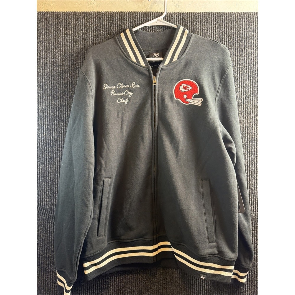 '47 Kansas City Chiefs Womens Black Stoney Clover Long Sleeve Track Jacket Sz M